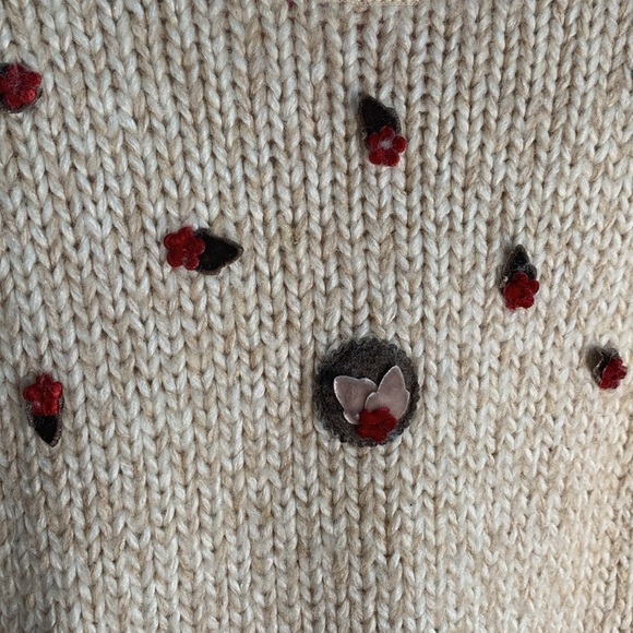 MonnaLisa Wool Knit Bimba Velvet Floral Keyhole Sweater sz 24 months - Picture 3 of 7